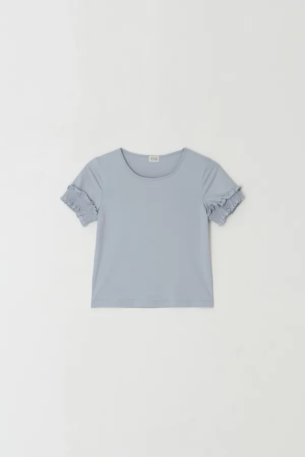 Shirred Sleeve T-shirt (gray)