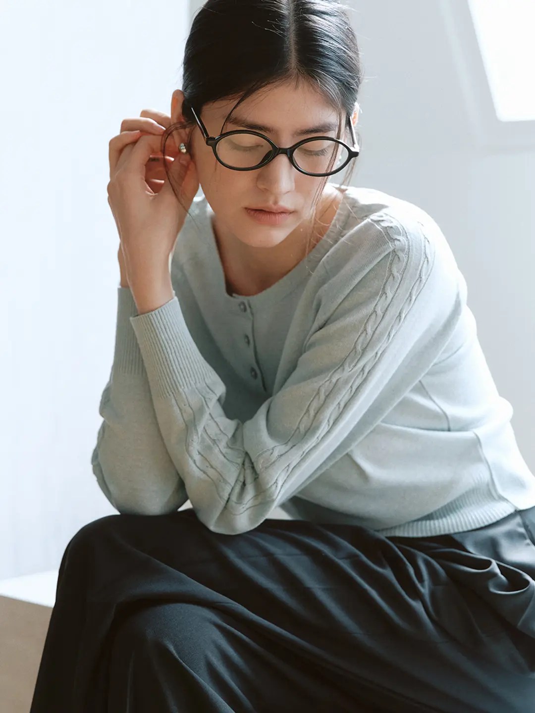 아워코모스 comos 1343 button detail round neck knit (mint) 상품 이미지 2