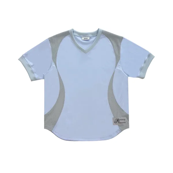 SS25 CURVED MESH T-SHIRT (PALE BLUE / LIGHT GREY)