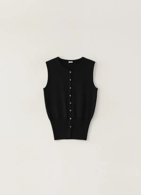 Double Button Vest - Black