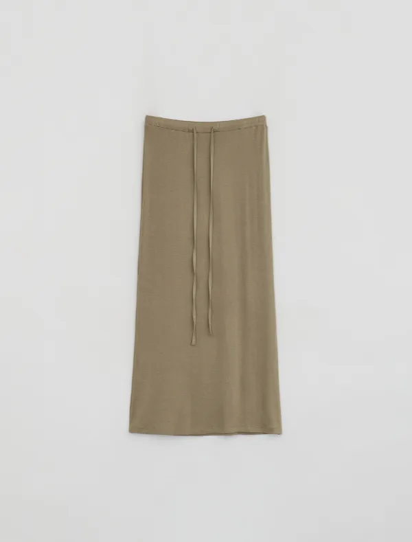 [2nd REORDER] SILKY SWEAT MAXI SKIRT [BEIGE]
