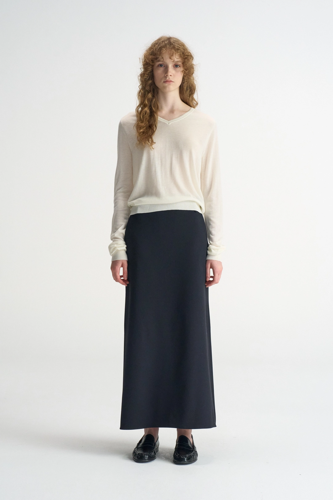 레이스 Standard Maxi Long Skirt_Navy 상품 이미지 1