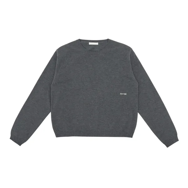 Shoulder Pad Knit Pullover (fuzzy charcoal)