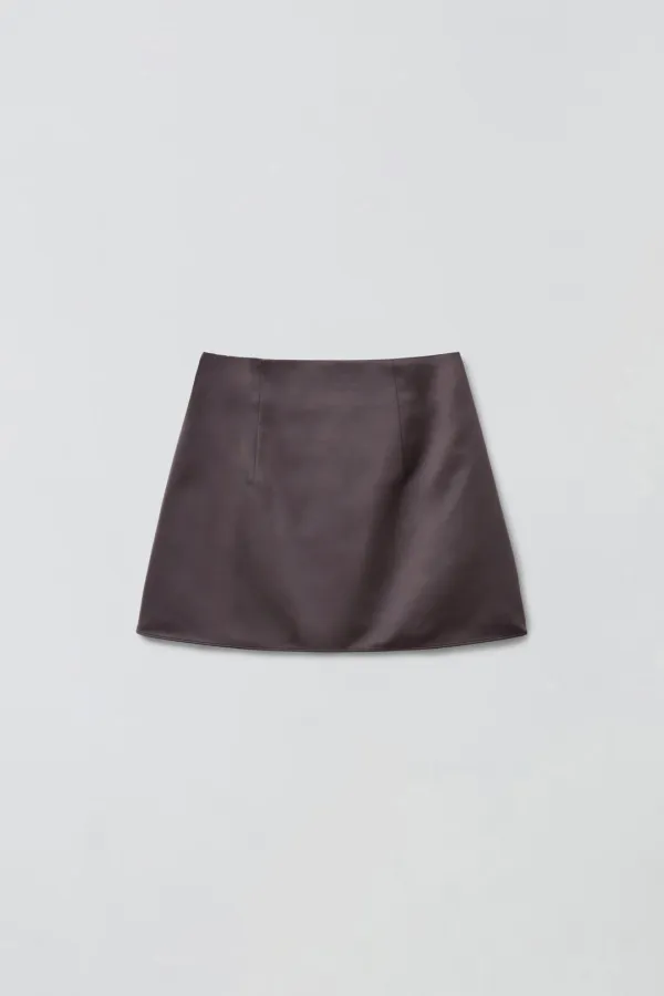 [1차 리오더] SATIN MINI SKIRT_DARK BROWN
