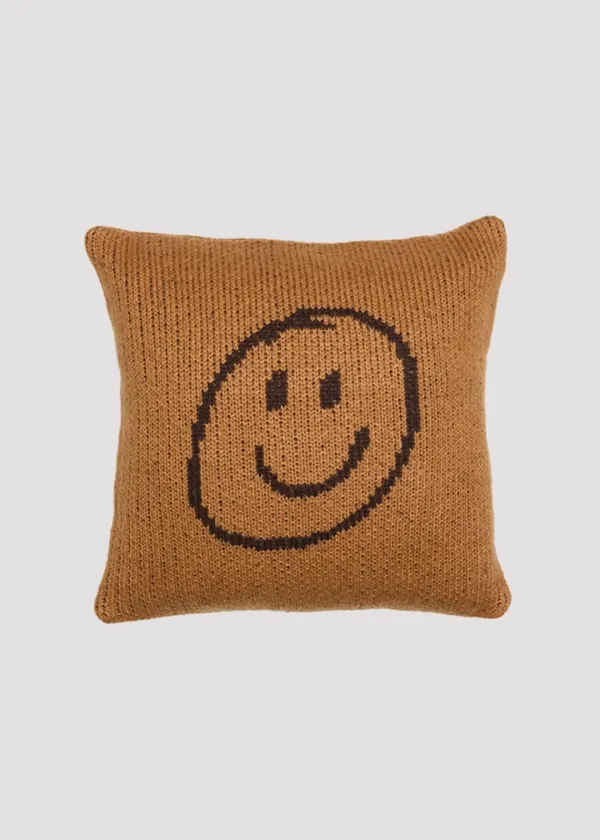 KNIT CUSHION COVER LOVE BROWN