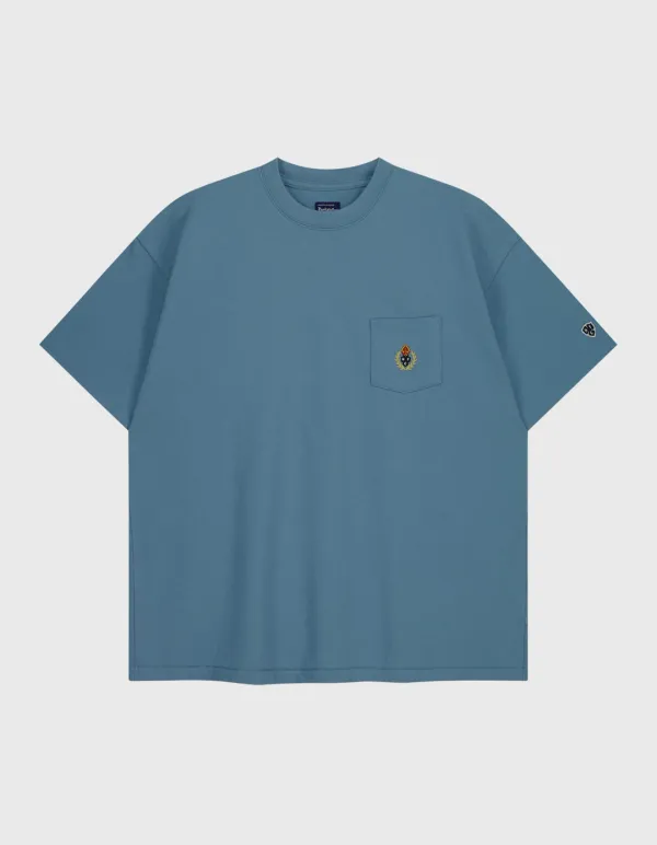 CREST WASHED 14S POCKET T-SHIRT / Blue