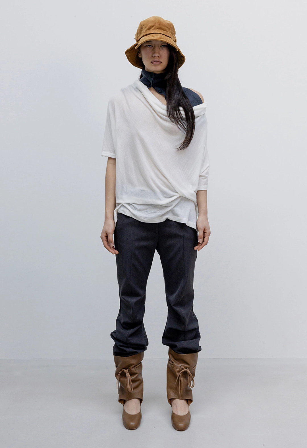 오픈와이와이 COWL NECK TEE, WHITE 상품 이미지 2