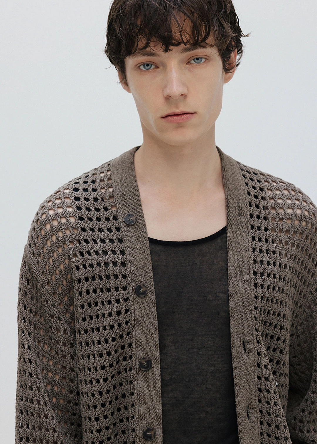 우마뭉 Japanese paper yarn crochet cardigan_Oakmoss 상품 이미지 2