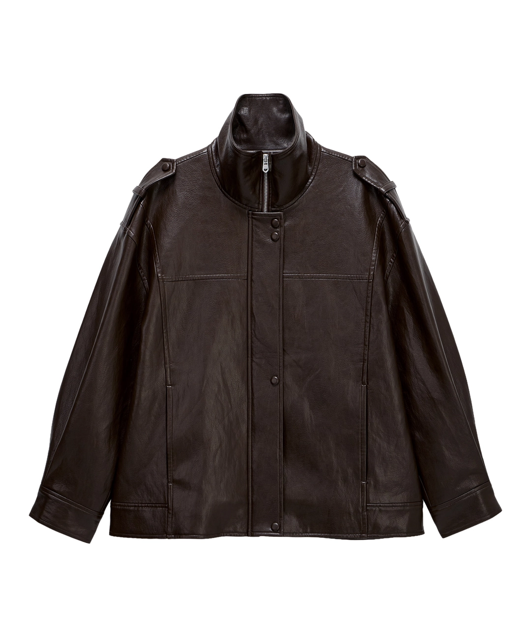 비터셀즈 Oversized Jade Leather Jacket-Brown 상품 이미지 1