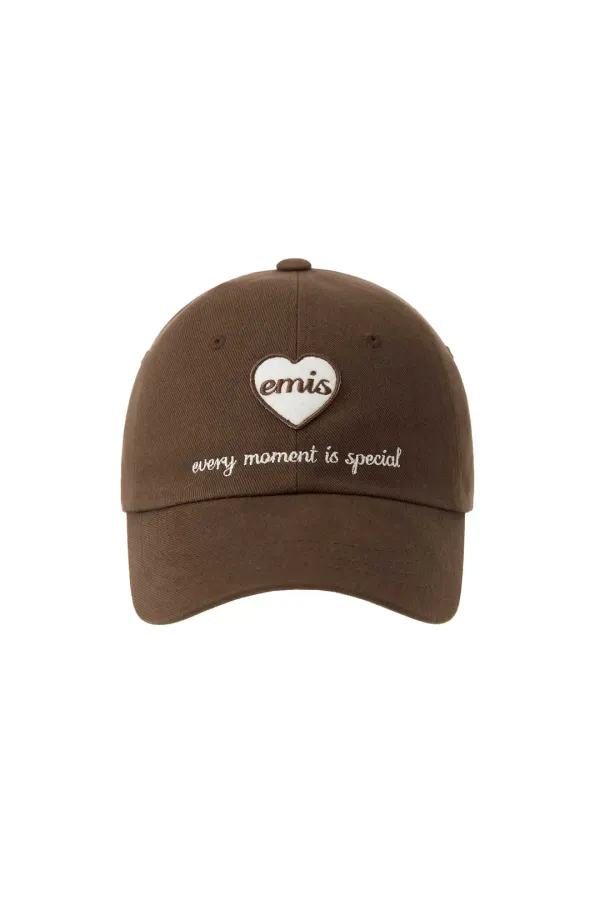 HEART WAPPEN BALL CAP-BROWN