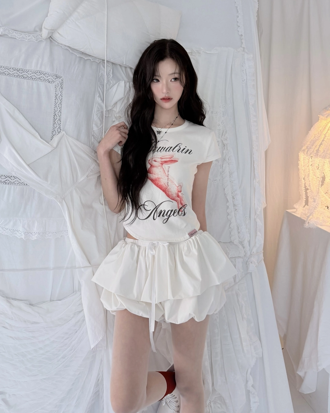 뉴얼린 NEWALRIN BUNNY Print Short-Sleeve Top 상품 이미지 2