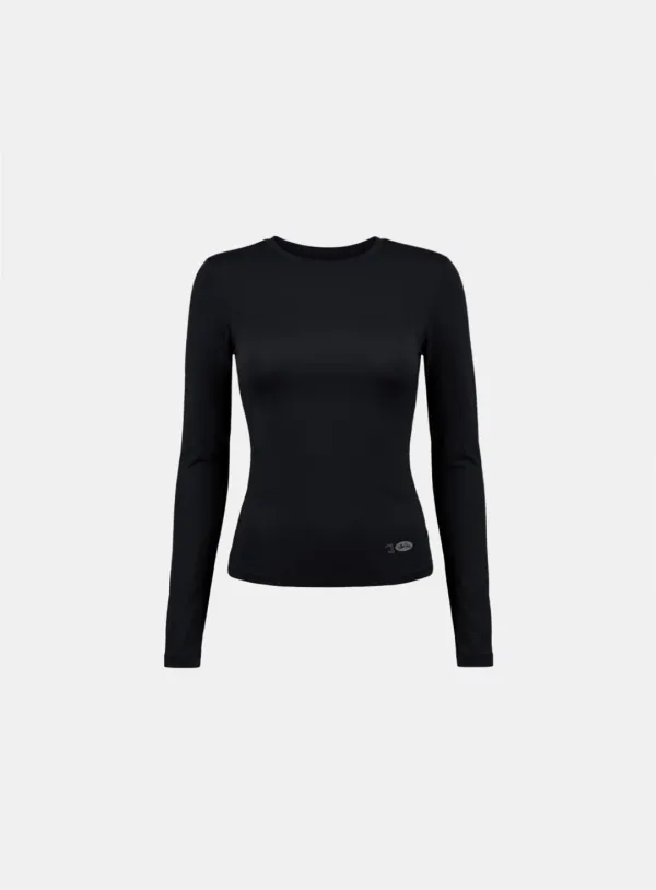[w-tee26-088] Everyday Crew Neck Long Sleeve T-Shirt - Black