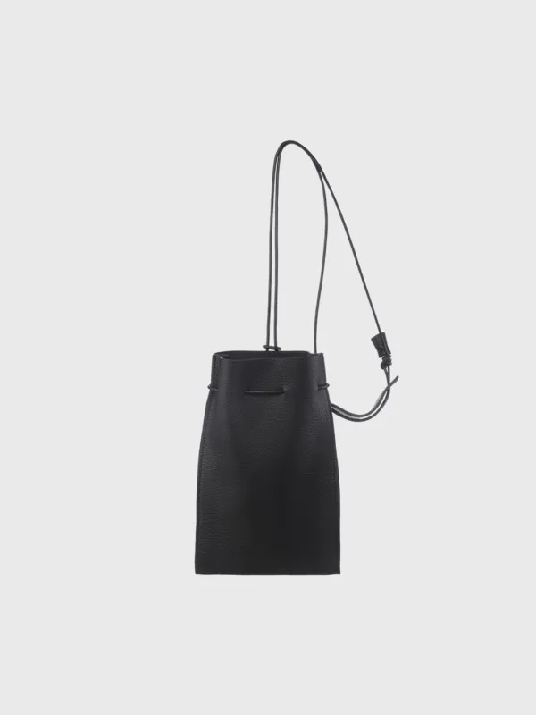 Shoulder leather strap bag (black)
