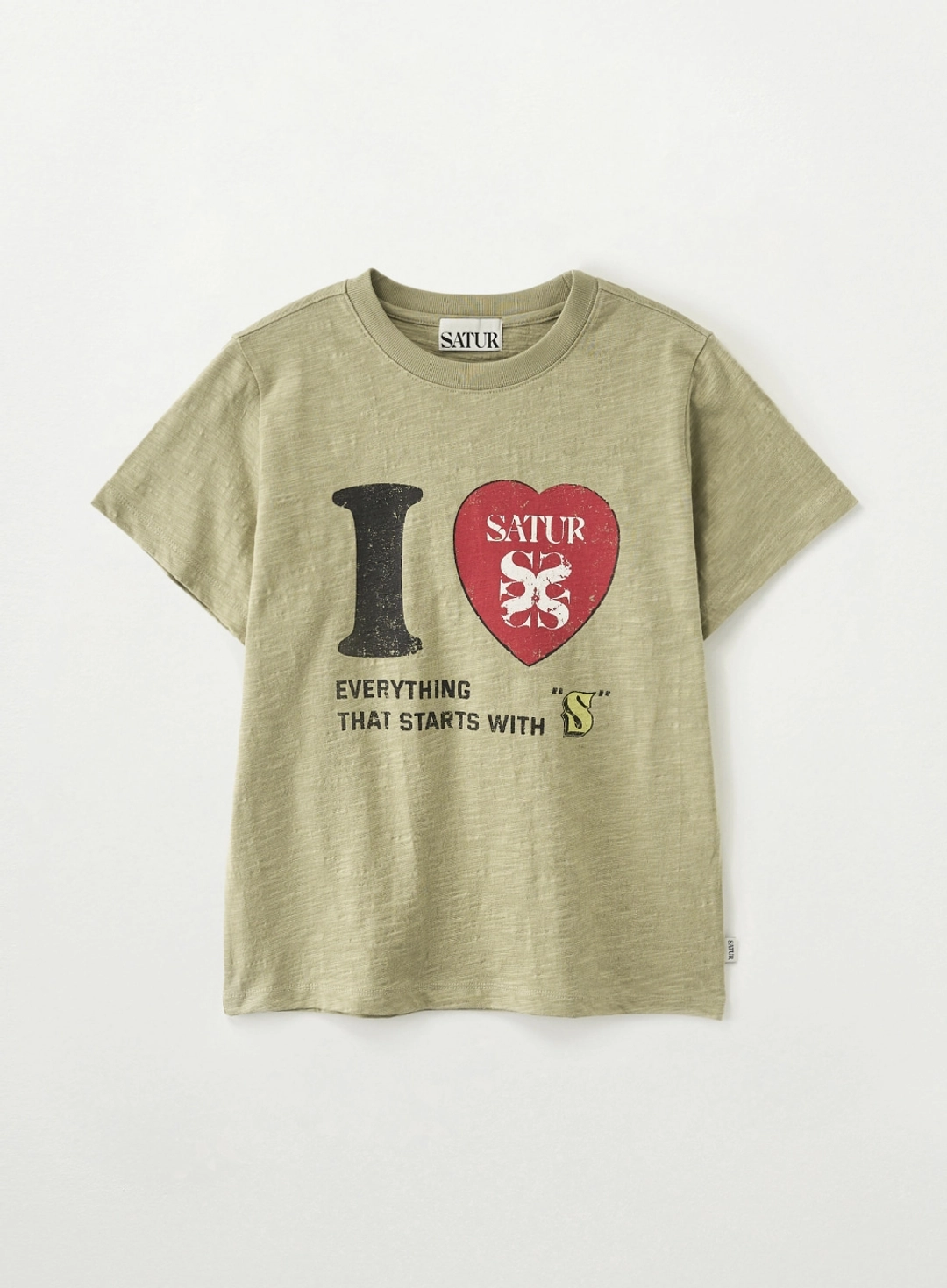 세터 (W) I LOVE Slub T-Shirt - Khaki 상품 이미지 1