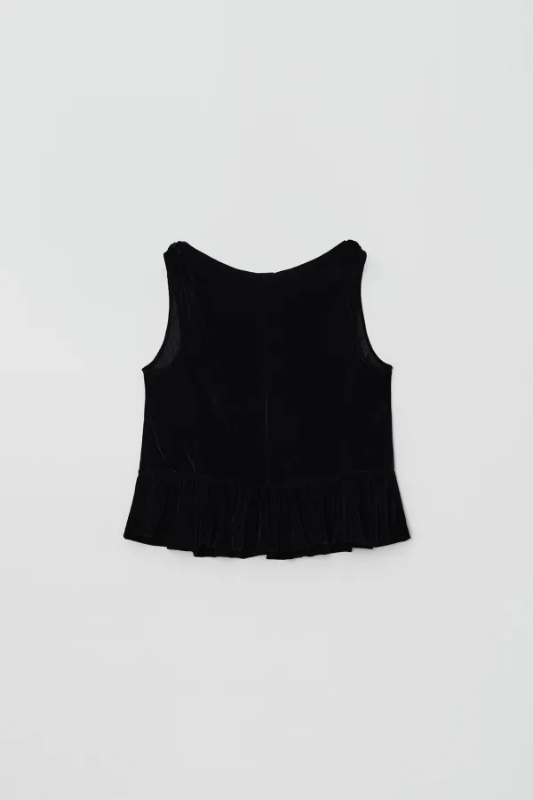 [2차] Ruffled Velvet Blouse (black)