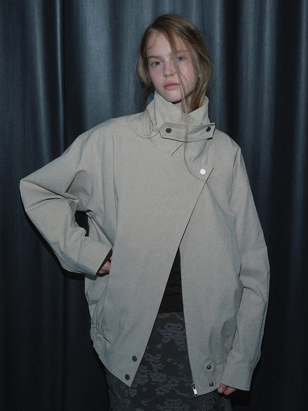 마가린핑거스 HIGH-NECK COTTON BOMBER JACKET (LIGHT BEIGE) 상품 이미지 2
