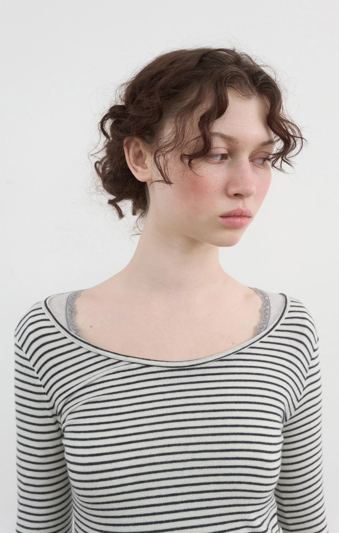 노컨텐츠 399. Eugene Stripe T_Ivory 상품 이미지 2