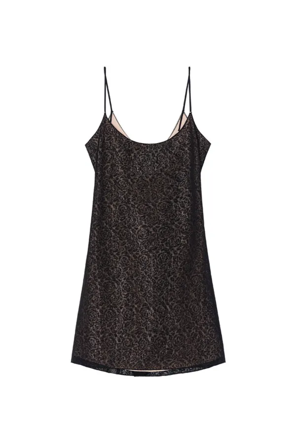 SPAGHETTI STRAP LACE MINI DRESS (BLACK)