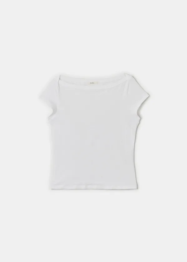 Boat-Neck Shoulder T-shirt(Ivory)