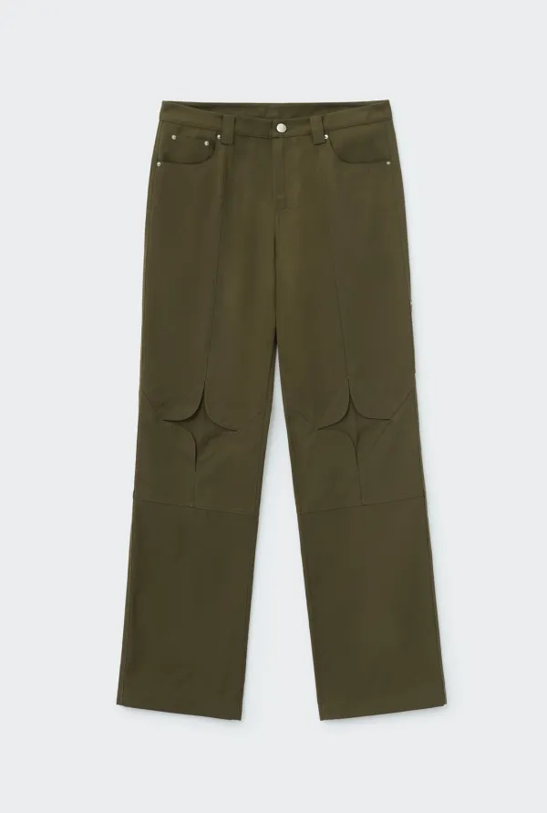 QUILTING PATTERN PANTS (KHAKI BROWN)