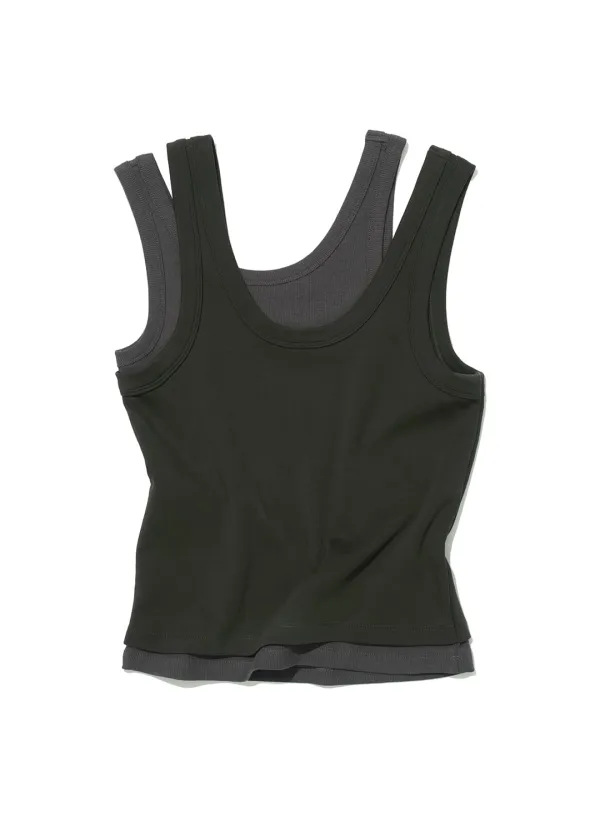 [WOMEN] OVERLAY SLEEVELESS_KHAKI BROWN