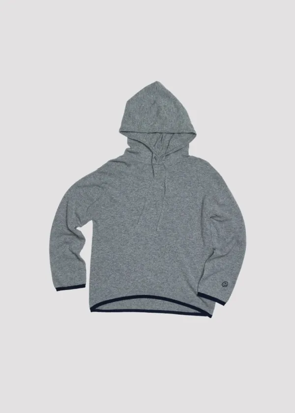 KNIT HOODIE LOVE GREY