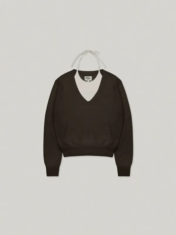 Dose V Neck Knit - Brown도즈 브이넥 니트