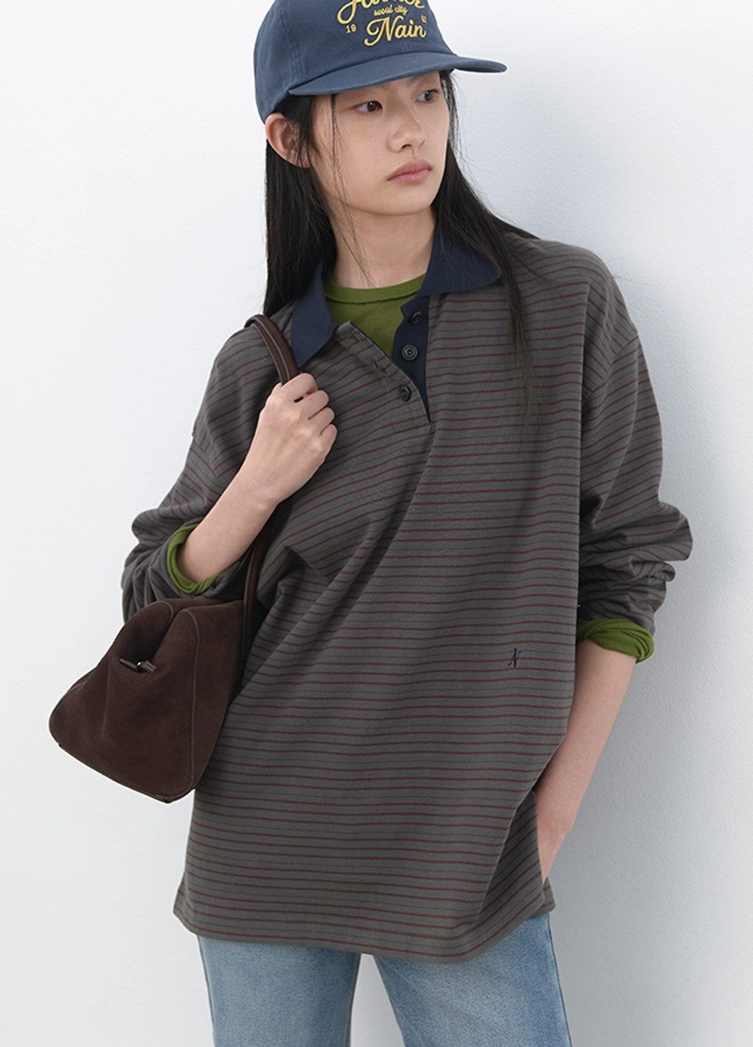 아뜰리에 나인 (T-7282)PINSTRIPE COLLAR TEE 상품 이미지 2