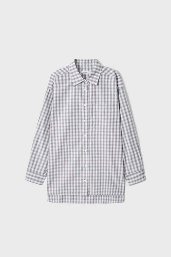 Crisp Oversized Check Shirt (Gray)