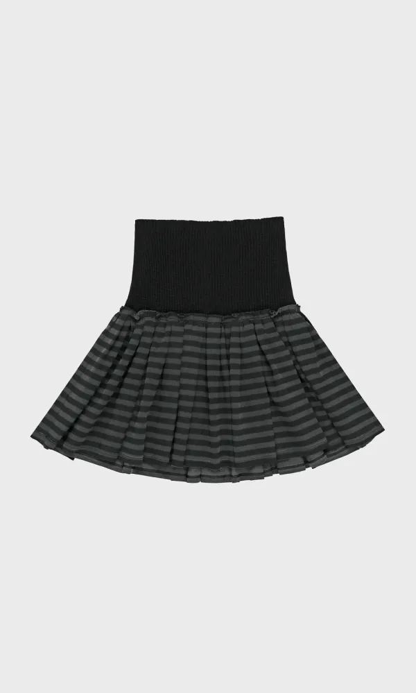 Mini Tiered Skirt_Black Stripe