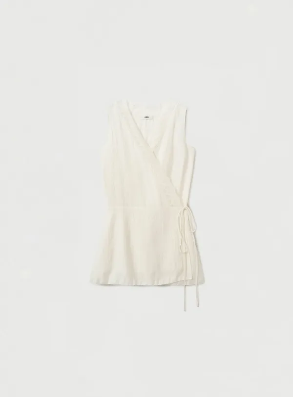 LACE TRIM WRAP DRESS