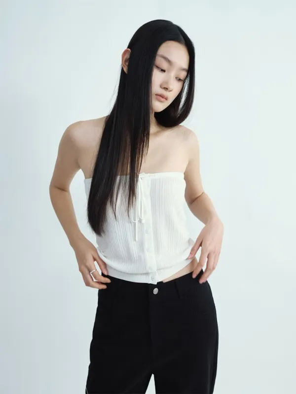 Ribbed Layered Knit Top [Ivory]