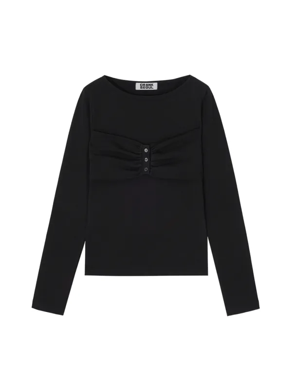 RIBBON BUTTON TOP_BLACK
