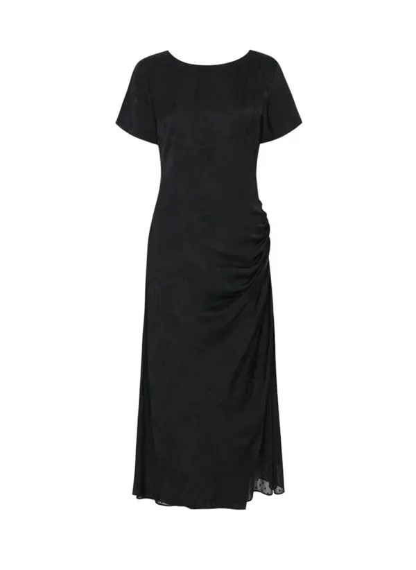 Drape Half Sleeve Dress (Black)