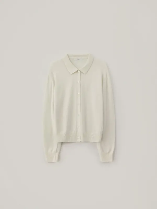 Silk Collar Cardigan - Ivory