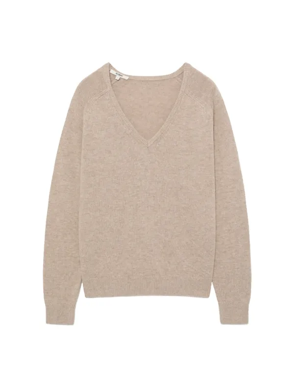 G LOOSE DEEP V-NECK KNIT (OATMEAL)