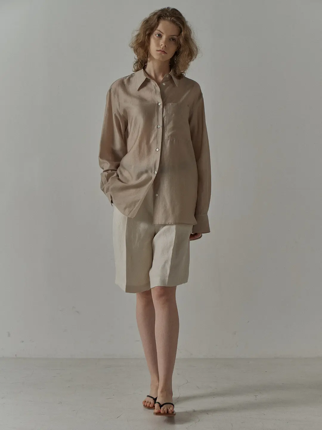 파사드패턴 소프트 브리즈 셔츠_beige 상품 이미지 1