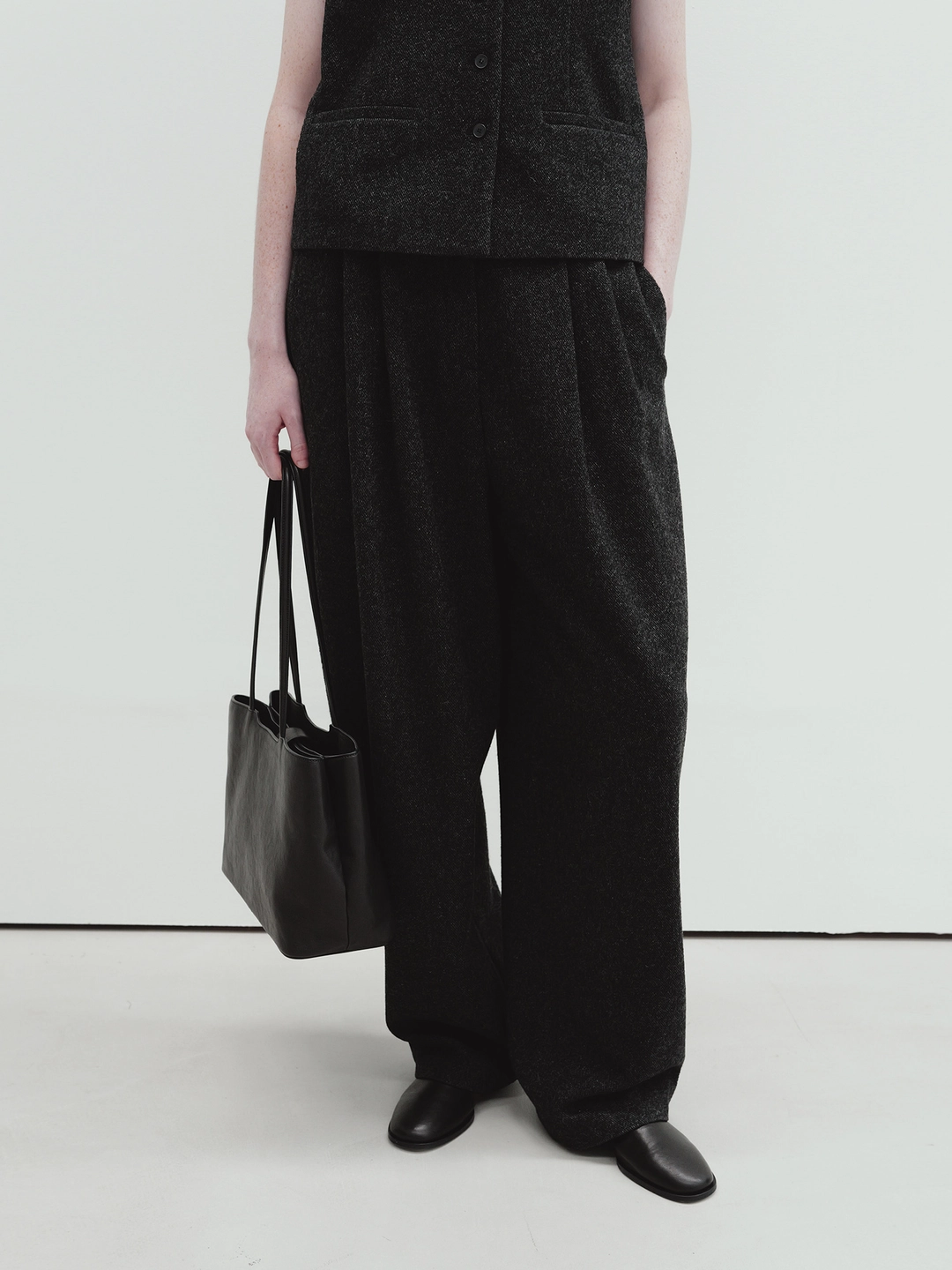 모이아 melange wool pants (charcoal) 상품 이미지 2