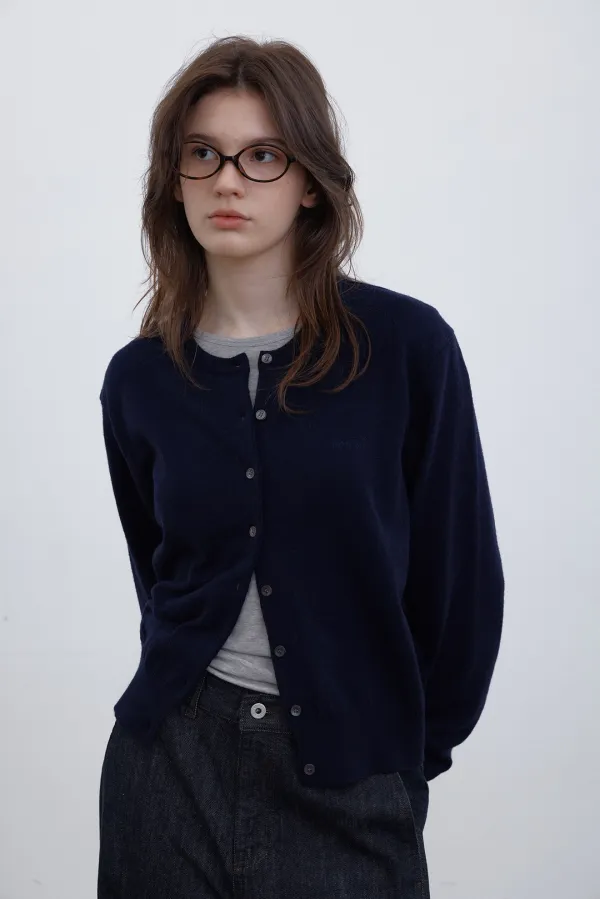 [4차] Wool round cardigan (navy)