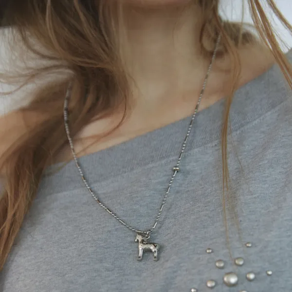 horse necklace-silver