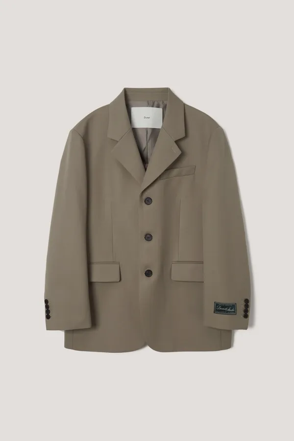 UNISEX 3 BUTTON WOOL BLAZER KHAKI BEIGE_UDJA6A103I3