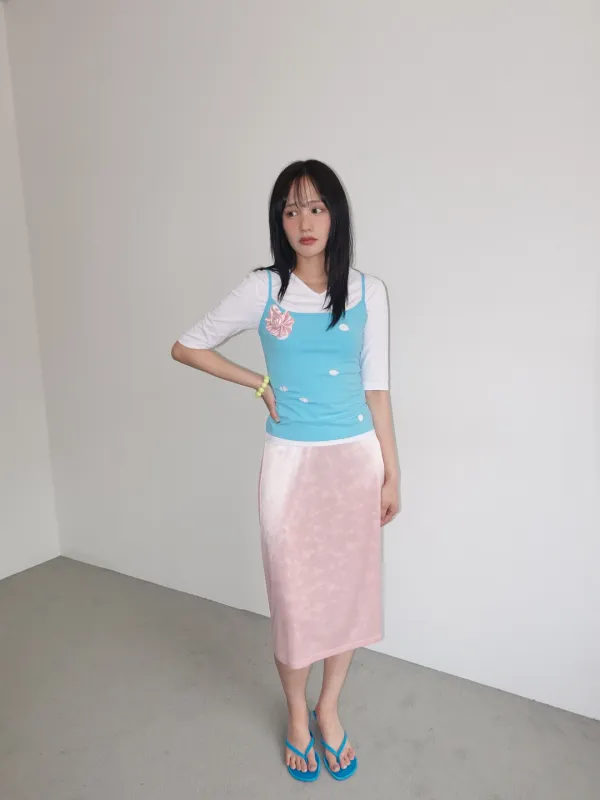SATIN MIDI BANDING SKIRT_LIGHT PINK