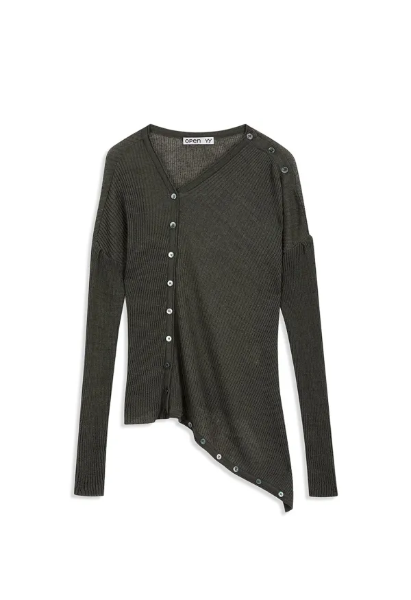 CONVERTIBLE DRAPE CARDIGAN, DARK OLIVE