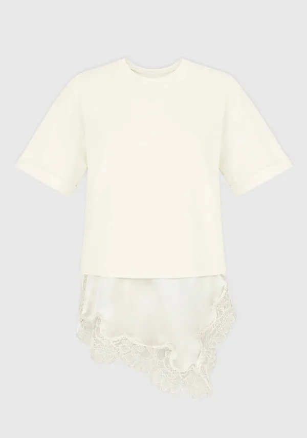 2nd) Leaf Unbalanced Lace T-shirt Cream