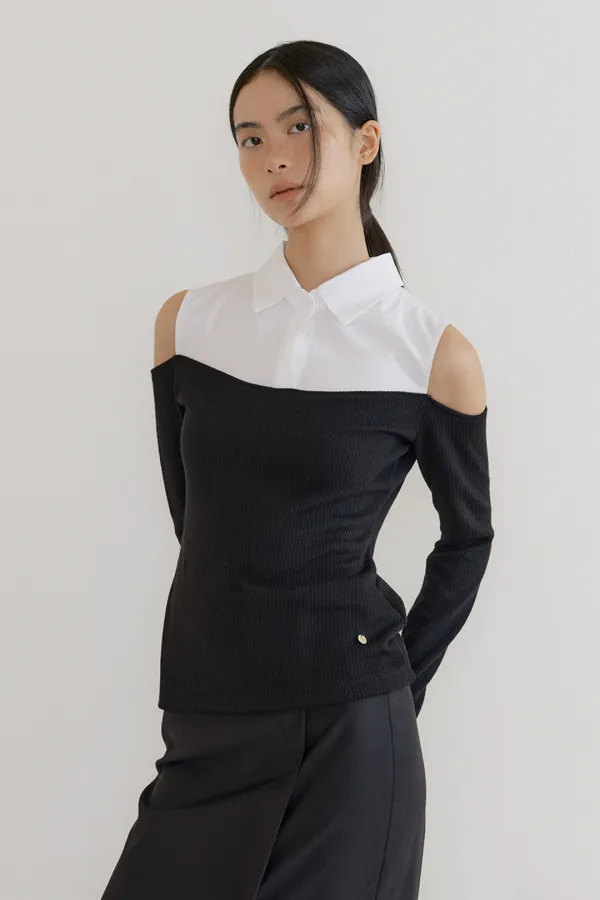 F/W Off-Shoulder Shirt Top (black)