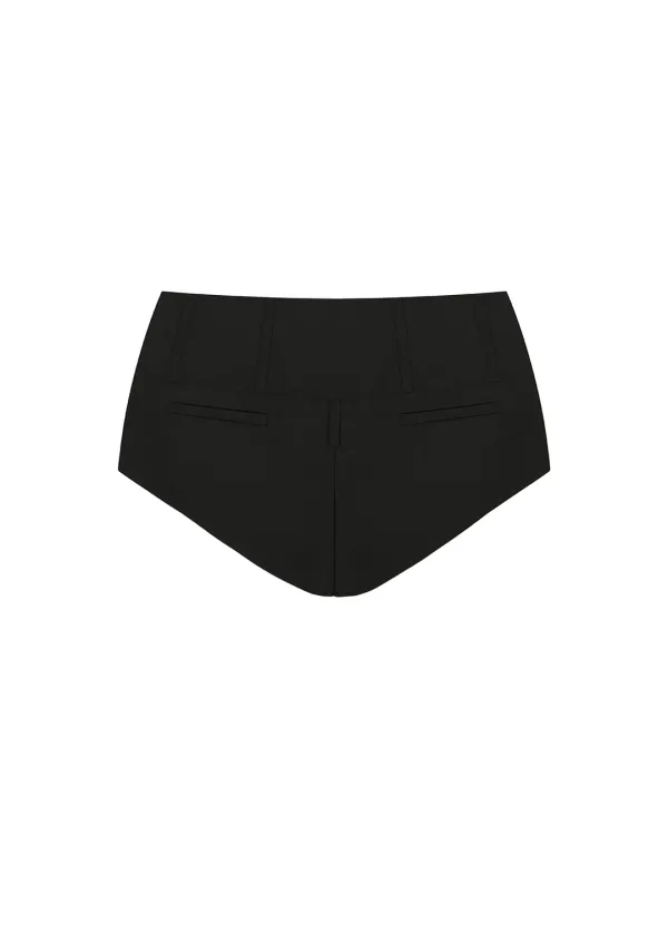 LACE UP SHORTS, BLACK