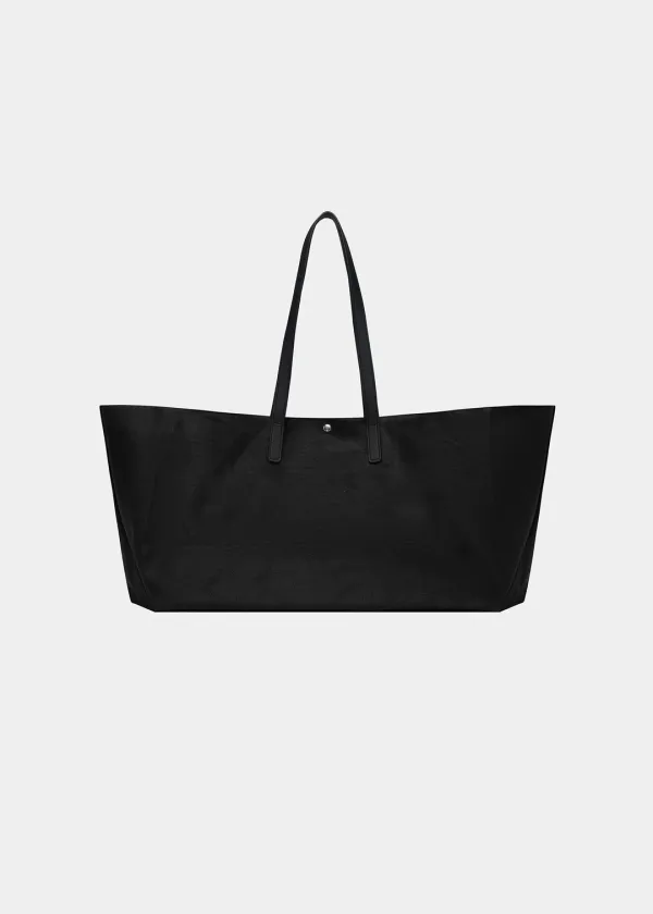 STRUCTURED CANVAS SHOULDER BAG - BLACK