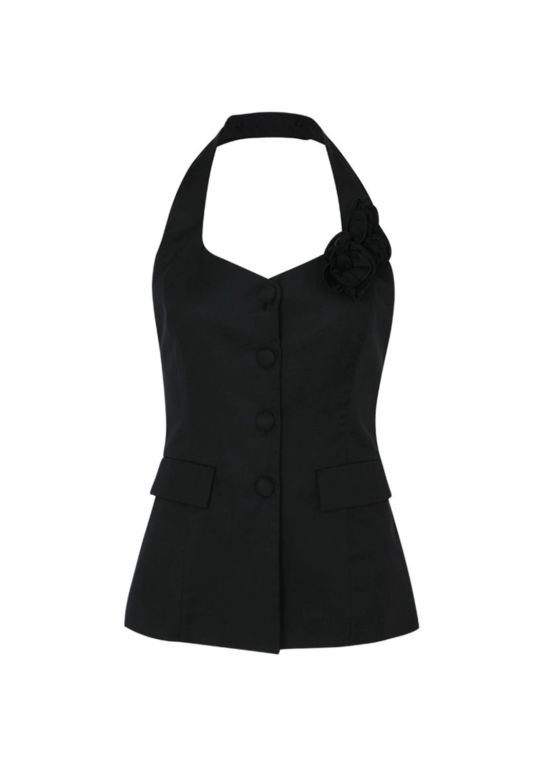 루루서울 Corsage Halter Neck Vest (Black) 상품 이미지 1