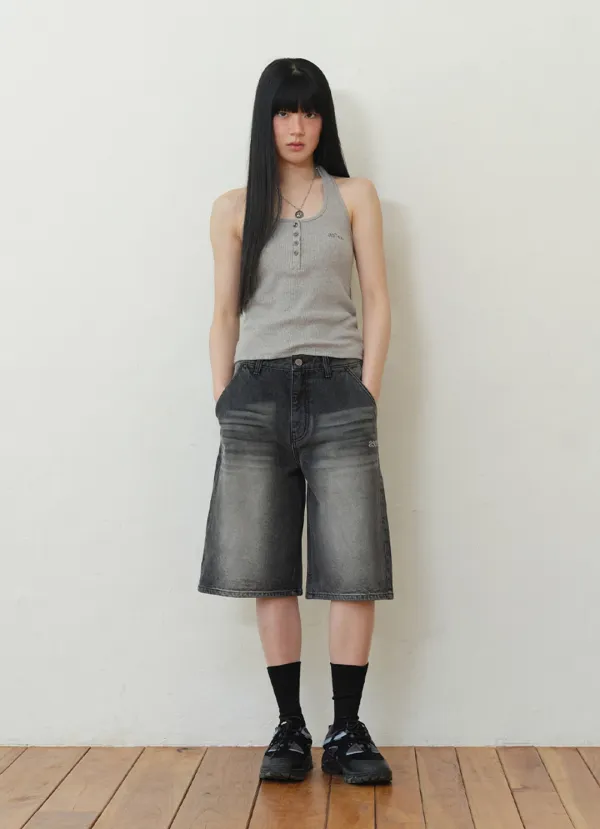 STONE DENIM BURMUDA PANTS
