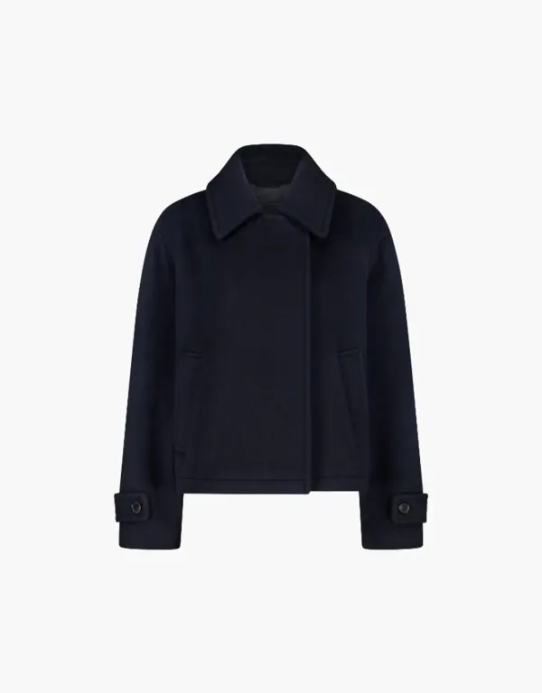 wool short coat - navy